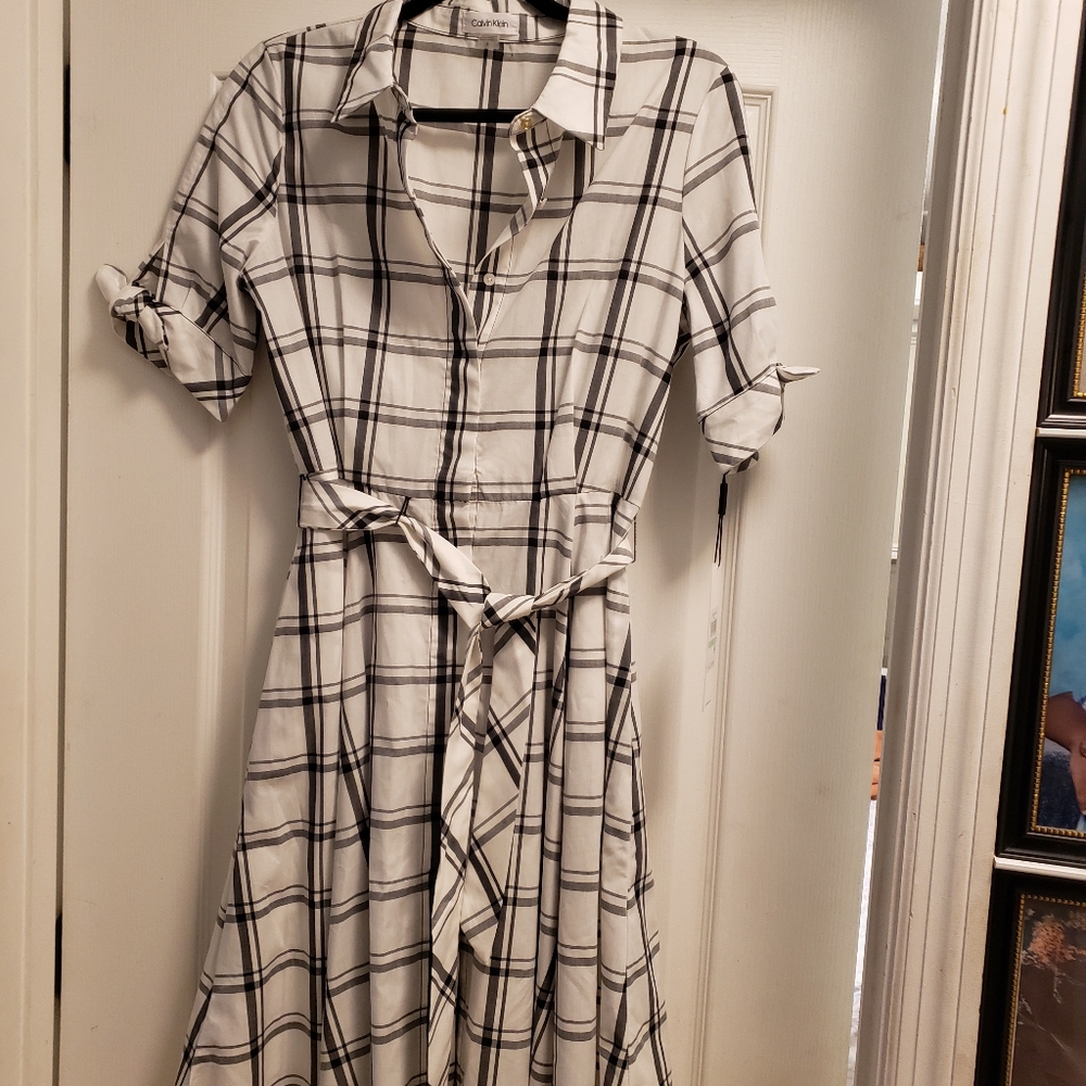 Calvin Klein plaid striped dress